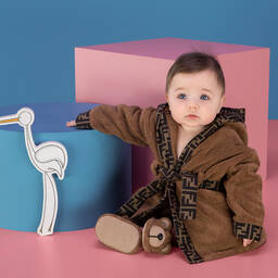 فندي-سليبرز قطن تويل لمرحلة ما قبل المشي لون بني | Childrensalon Outlet