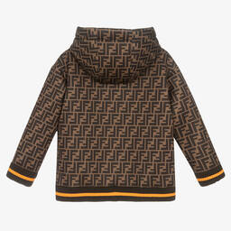 فندي-جاكيت هودي نيوبرين بألون بلوك بني | Childrensalon Outlet