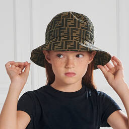 Fendi-Brown FF Logo Hat | Childrensalon Outlet