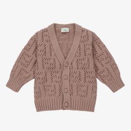 Fendi-Brown FF Logo Knitted Cardigan | Childrensalon Outlet