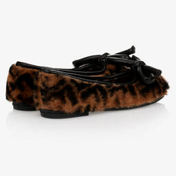 Fendi-Brown FF Sheepskin Ballerina | Childrensalon Outlet