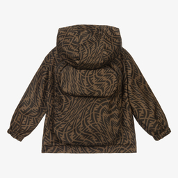 Fendi-Brown Logo Windbreaker Jacket | Childrensalon Outlet