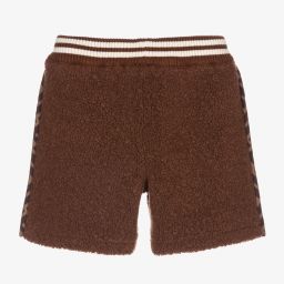Fendi-Brown Wool Bouclé Logo Shorts | Childrensalon Outlet
