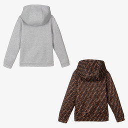 Fendi-FF Logo Reversible Zip-Up Top | Childrensalon Outlet