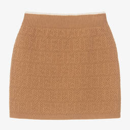 Fendi-Girls Beige Knitted Skirt | Childrensalon Outlet