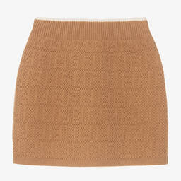 Fendi-Girls Beige Knitted Skirt | Childrensalon Outlet