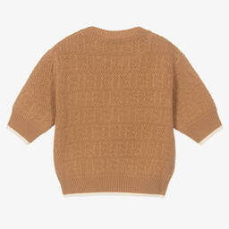 Fendi-Girls Beige Knitted Sweater | Childrensalon Outlet
