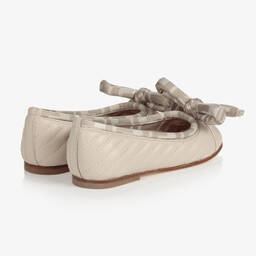 Fendi-Girls Beige Leather Ballerinas | Childrensalon Outlet