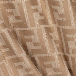 Fendi-Girls Beige & White Cotton FF Logo Dress  | Childrensalon Outlet