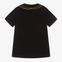 Fendi-Girls Black Cotton T-Shirt  | Childrensalon Outlet