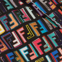 Fendi-Girls Black FF Cotton Dress  | Childrensalon Outlet