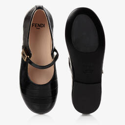 فندي-Girls Black Leather Shoes | Childrensalon Outlet