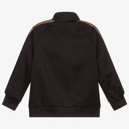Fendi-Girls Black Logo Zip-Up Top | Childrensalon Outlet