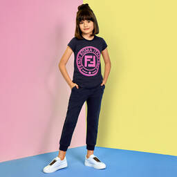 Fendi Special Edition-Girls Cotton FF Logo Joggers | Childrensalon Outlet
