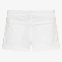 Fendi-Girls Ivory Cotton FF Shorts | Childrensalon Outlet