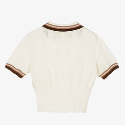Fendi-Girls Ivory Cotton Knit Top | Childrensalon Outlet
