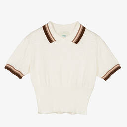 Fendi-Girls Ivory Cotton Knit Top | Childrensalon Outlet