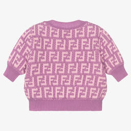 Fendi-Girls Lilac FF Logo Cotton Sweater  | Childrensalon Outlet