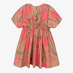 Fendi-Girls Pink & Beige Cotton Logo Dress | Childrensalon Outlet