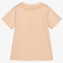 فندي-تيشيرت قطن جيرسي لون زهري للبنات | Childrensalon Outlet