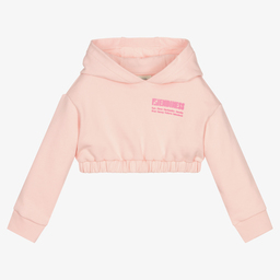 Fendi-Girls Pink Cropped Hoodie | Childrensalon Outlet