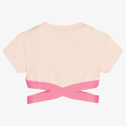 Fendi-Girls Pink Cropped T-Shirt | Childrensalon Outlet