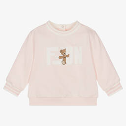 Fendi-Girls Pink FF Stamp Cotton Sweatshirt  | Childrensalon Outlet