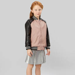 Fendi-Girls Pink Leather Jacket | Childrensalon Outlet