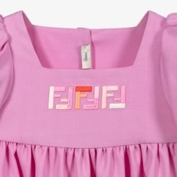 Fendi-Girls Pink Wool FF Logo Dress | Childrensalon Outlet
