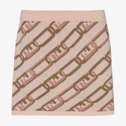 Fendi-Girls Pink Wool Knitted Skirt | Childrensalon Outlet
