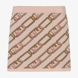 Fendi-Girls Pink Wool Knitted Skirt | Childrensalon Outlet