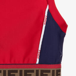 Fendi-Girls Red FF Lycra Cropped Top | Childrensalon Outlet