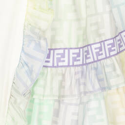 Fendi-Girls White Cotton FF Logo Dress | Childrensalon Outlet