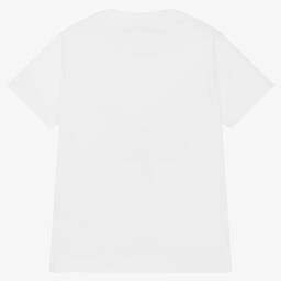 Fendi-Girls White Cotton Logo T-Shirt  | Childrensalon Outlet