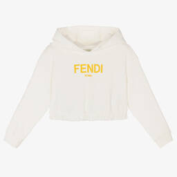 Fendi-Белая укороченная худи для девочек | Childrensalon Outlet