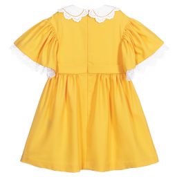 Fendi-Girls Yellow Wool & Lace Dress | Childrensalon Outlet
