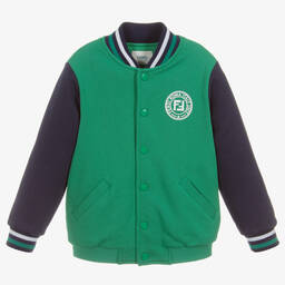 Fendi Специальный выпуск-Green FF Logo Bomber Jacket | Childrensalon Outlet