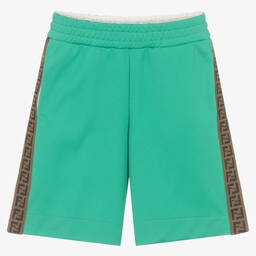 Fendi-Green FF Logo Shorts | Childrensalon Outlet