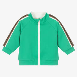فندي-Green Zip-Up Logo Baby Top | Childrensalon Outlet