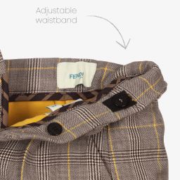 Fendi-Grey Check Wool Blend Shorts | Childrensalon Outlet