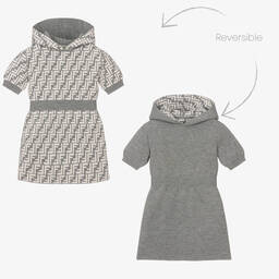Fendi-Grey FF Wool & Cashmere Dress  | Childrensalon Outlet