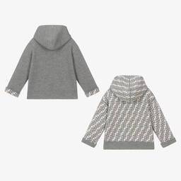 Fendi-Grey FF Wool & Cashmere Hoodie | Childrensalon Outlet