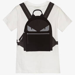 Fendi-Ivory Cotton Backpack T-Shirt | Childrensalon Outlet