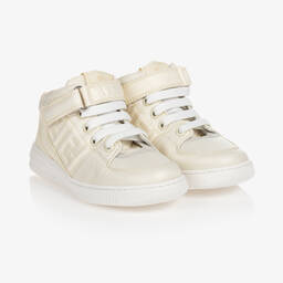 Fendi-Высокие кремовые кроссовки из искусственной кожи | Childrensalon Outlet