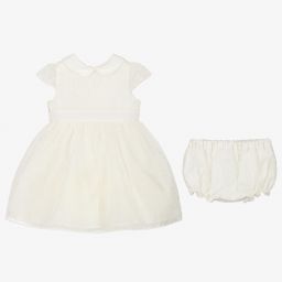 Fendi-Платье и трусики из кремовой шелковой органзы | Childrensalon Outlet