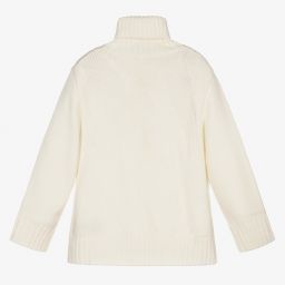 فندي-كنزة بياقة عالية صوف محبوك لون عاجي | Childrensalon Outlet
