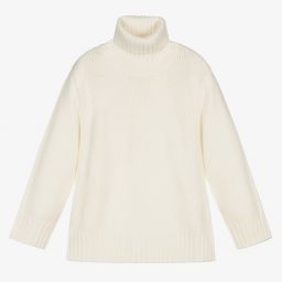 فندي-كنزة بياقة عالية صوف محبوك لون عاجي | Childrensalon Outlet