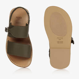 فندي-صندل جلد لون أخضر كاكي | Childrensalon Outlet