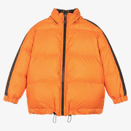 Fendi-Orange & Beige Reversible FF Coat | Childrensalon Outlet