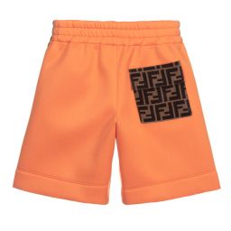 Fendi-Оранжевые шорты из неопрена с принтом FF | Childrensalon Outlet